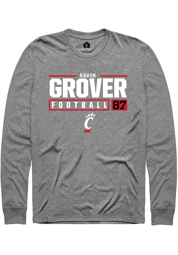 Gavin Grover  Cincinnati Bearcats Graphite Rally NIL Stacked Box Long Sleeve T Shirt