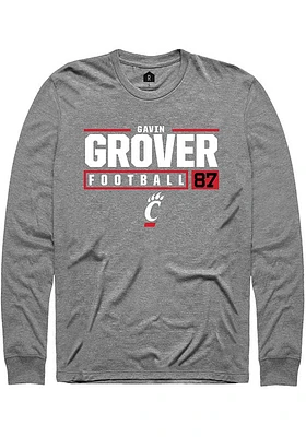 Gavin Grover  Cincinnati Bearcats Graphite Rally NIL Stacked Box Long Sleeve T Shirt