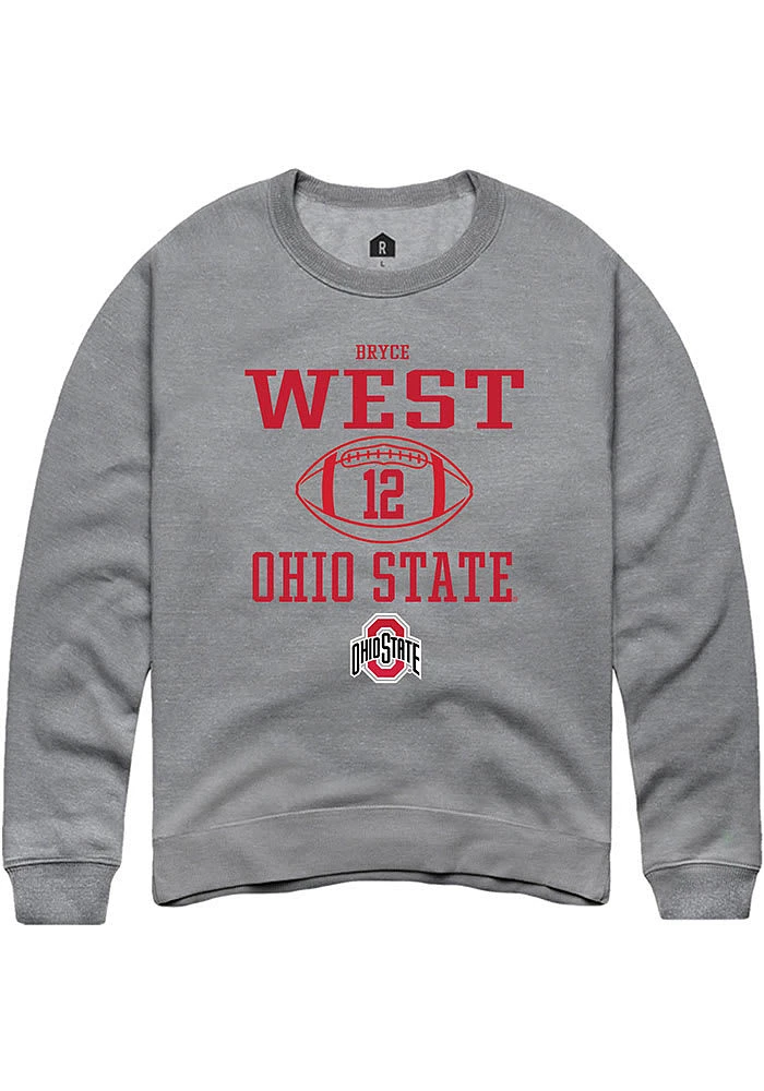 Bryce West  Rally Ohio State Buckeyes Mens Graphite NIL Sport Icon Long Sleeve Crew Sweatshirt