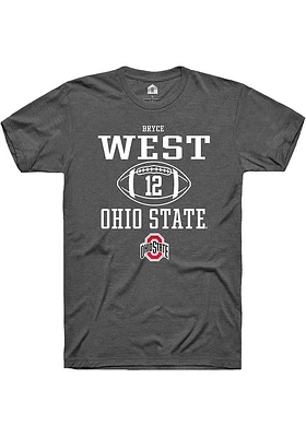 Bryce West  Ohio State Buckeyes Dark Grey Rally NIL Sport Icon Short Sleeve T Shirt