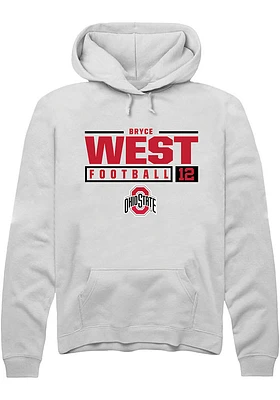 Bryce West Rally Ohio State Buckeyes Mens NIL Stacked Box Long Sleeve Hoodie