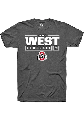 Bryce West  Ohio State Buckeyes Dark Grey Rally NIL Stacked Box Short Sleeve T Shirt