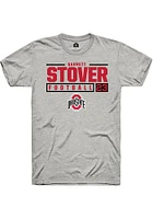 Garrett Stover  Ohio State Buckeyes Ash Rally NIL Stacked Box Short Sleeve T Shirt