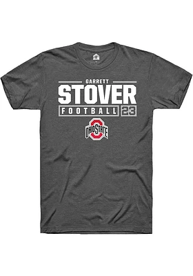 Garrett Stover  Ohio State Buckeyes Dark Grey Rally NIL Stacked Box Short Sleeve T Shirt