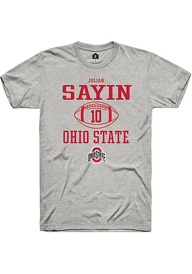 Julian Sayin  Ohio State Buckeyes Ash Rally NIL Sport Icon Short Sleeve T Shirt