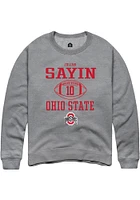 Julian Sayin  Rally Ohio State Buckeyes Mens Graphite NIL Sport Icon Long Sleeve Crew Sweatshirt