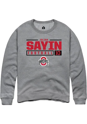 Julian Sayin  Rally Ohio State Buckeyes Mens Graphite NIL Stacked Box Long Sleeve Crew Sweatshir..