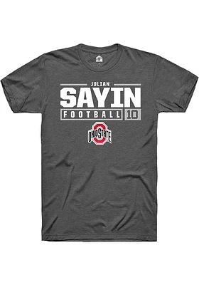 Julian Sayin  Ohio State Buckeyes Dark Grey Rally NIL Stacked Box Short Sleeve T Shirt