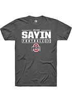 Julian Sayin  Ohio State Buckeyes Dark Grey Rally NIL Stacked Box Short Sleeve T Shirt