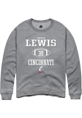 Cincear Lewis  Rally Cincinnati Bearcats Mens Graphite NIL Sport Icon Long Sleeve Crew Sweatshir..