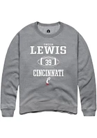 Cincear Lewis  Rally Cincinnati Bearcats Mens Graphite NIL Sport Icon Long Sleeve Crew Sweatshir..