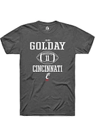 Jake Golday  Cincinnati Bearcats Dark Grey Rally NIL Sport Icon Short Sleeve T Shirt