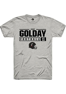 Jake Golday  Cincinnati Bearcats Ash Rally NIL Stacked Box Short Sleeve T Shirt