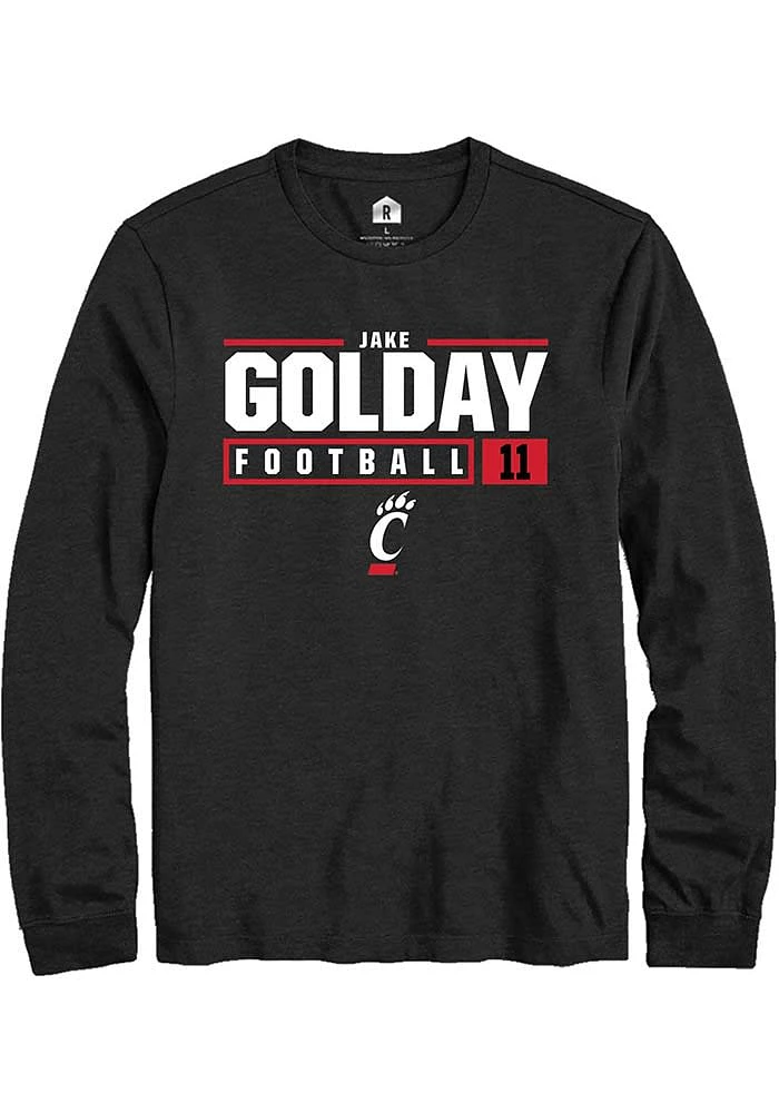 Jake Golday Cincinnati Bearcats Rally NIL Stacked Box Long Sleeve T Shirt