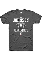 Tony Johnson  Cincinnati Bearcats Dark Grey Rally NIL Sport Icon Short Sleeve T Shirt