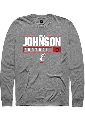 Tony Johnson  Cincinnati Bearcats Graphite Rally NIL Stacked Box Long Sleeve T Shirt