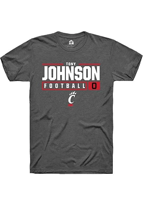 Tony Johnson  Cincinnati Bearcats Dark Grey Rally NIL Stacked Box Short Sleeve T Shirt