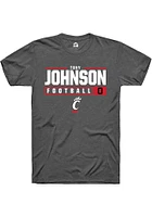 Tony Johnson  Cincinnati Bearcats Dark Grey Rally NIL Stacked Box Short Sleeve T Shirt