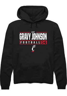 Zay Gravy Johnson  Rally Cincinnati Bearcats Mens Black NIL Stacked Box Long Sleeve Hoodie