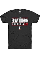 Zay Gravy Johnson  Cincinnati Bearcats Black Rally NIL Stacked Box Short Sleeve T Shirt