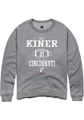 Corey Kiner  Rally Cincinnati Bearcats Mens Graphite NIL Sport Icon Long Sleeve Crew Sweatshirt