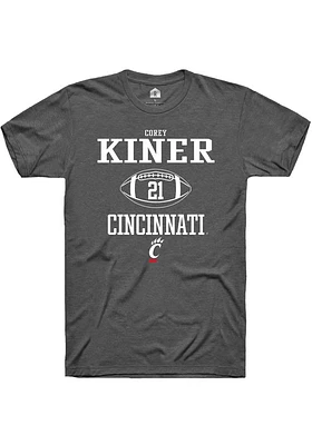 Corey Kiner  Cincinnati Bearcats Dark Grey Rally NIL Sport Icon Short Sleeve T Shirt