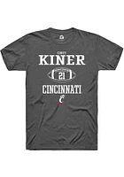 Corey Kiner  Cincinnati Bearcats Dark Grey Rally NIL Sport Icon Short Sleeve T Shirt