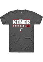 Corey Kiner  Cincinnati Bearcats Dark Grey Rally NIL Stacked Box Short Sleeve T Shirt