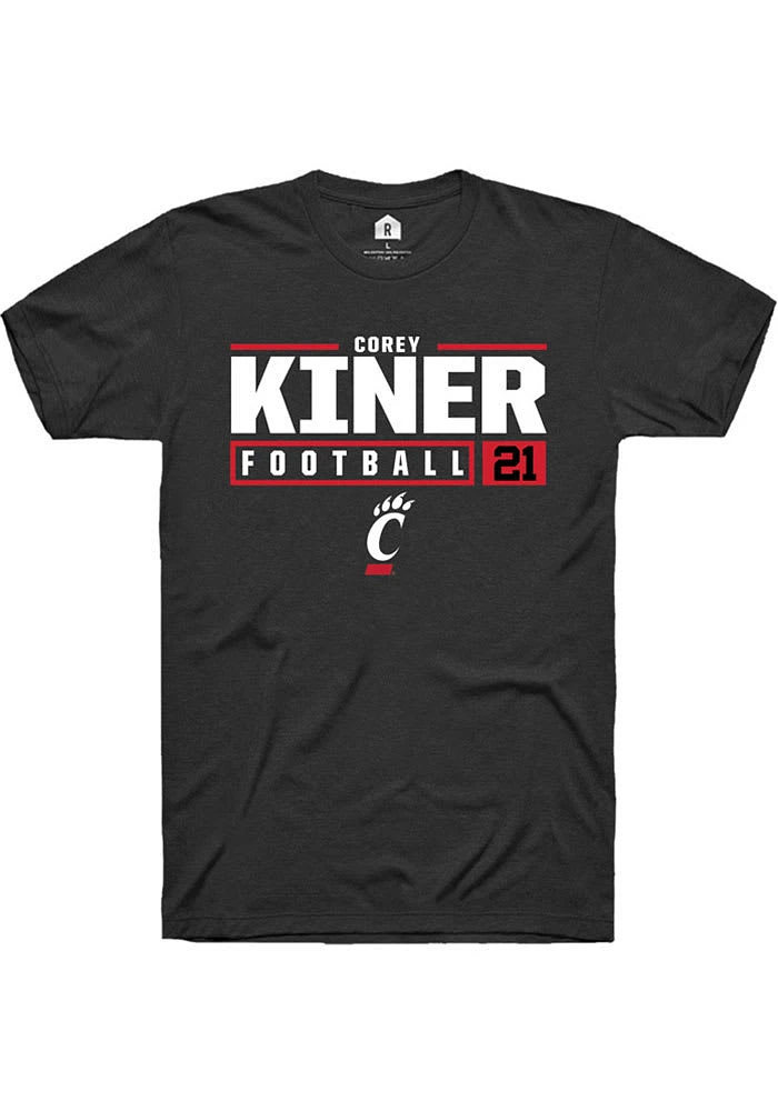 Corey Kiner Cincinnati Bearcats Rally NIL Stacked Box Short Sleeve T Shirt