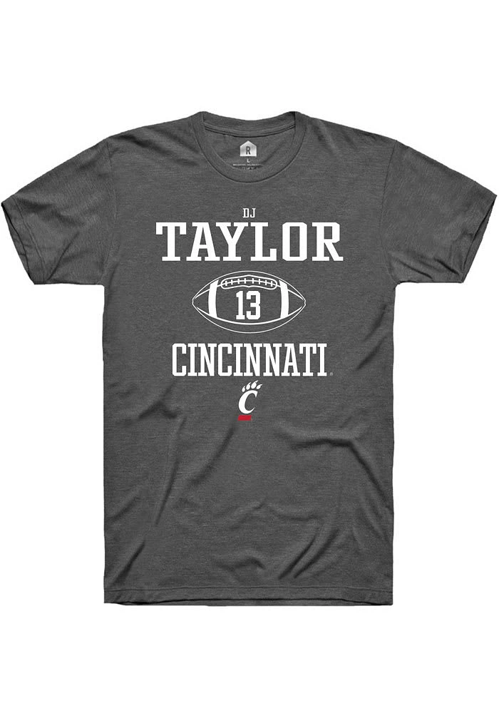 D.J. Taylor  Cincinnati Bearcats Dark Grey Rally NIL Sport Icon Short Sleeve T Shirt