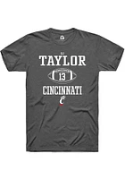 D.J. Taylor  Cincinnati Bearcats Dark Grey Rally NIL Sport Icon Short Sleeve T Shirt