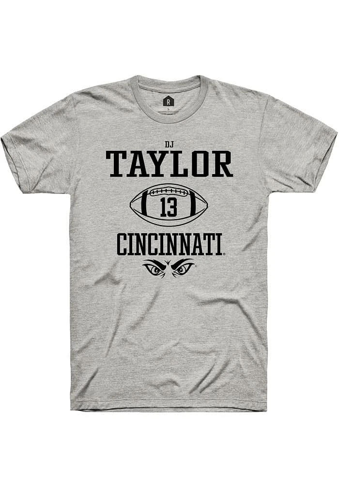 D.J. Taylor  Cincinnati Bearcats Ash Rally NIL Sport Icon Short Sleeve T Shirt