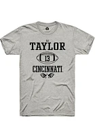 D.J. Taylor  Cincinnati Bearcats Ash Rally NIL Sport Icon Short Sleeve T Shirt