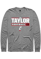 D.J. Taylor  Cincinnati Bearcats Graphite Rally NIL Stacked Box Long Sleeve T Shirt