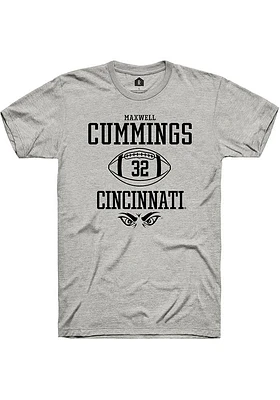 Maxwell Cummings  Cincinnati Bearcats Ash Rally NIL Sport Icon Short Sleeve T Shirt