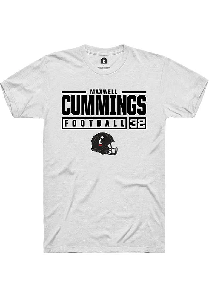 Maxwell Cummings Cincinnati Bearcats Rally NIL Stacked Box Short Sleeve T Shirt