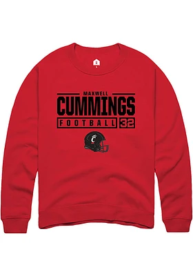 Maxwell Cummings  Rally Cincinnati Bearcats Mens Red NIL Stacked Box Long Sleeve Crew Sweatshirt