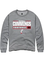 Maxwell Cummings  Rally Cincinnati Bearcats Mens Graphite NIL Stacked Box Long Sleeve Crew Sweat..