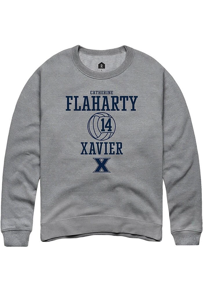 Catherine Flaharty  Rally Xavier Musketeers Mens Graphite NIL Sport Icon Long Sleeve Crew Sweats..