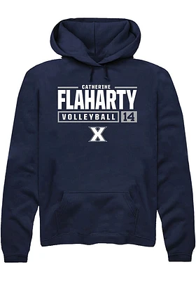 Catherine Flaharty  Rally Xavier Musketeers Mens Navy Blue NIL Stacked Box Long Sleeve Hoodie