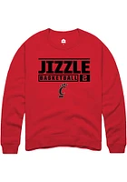 Jizzle James  Rally Cincinnati Bearcats Mens Red NIL Stacked Box Basketball Long Sleeve Crew Swe..