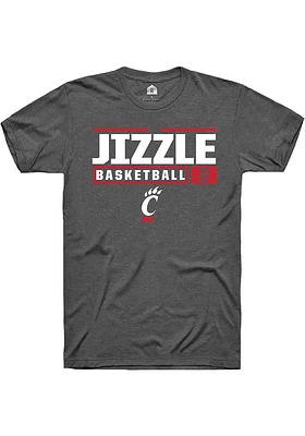 Jizzle James  Cincinnati Bearcats Dark Grey Rally NIL Stacked Box Short Sleeve T Shirt