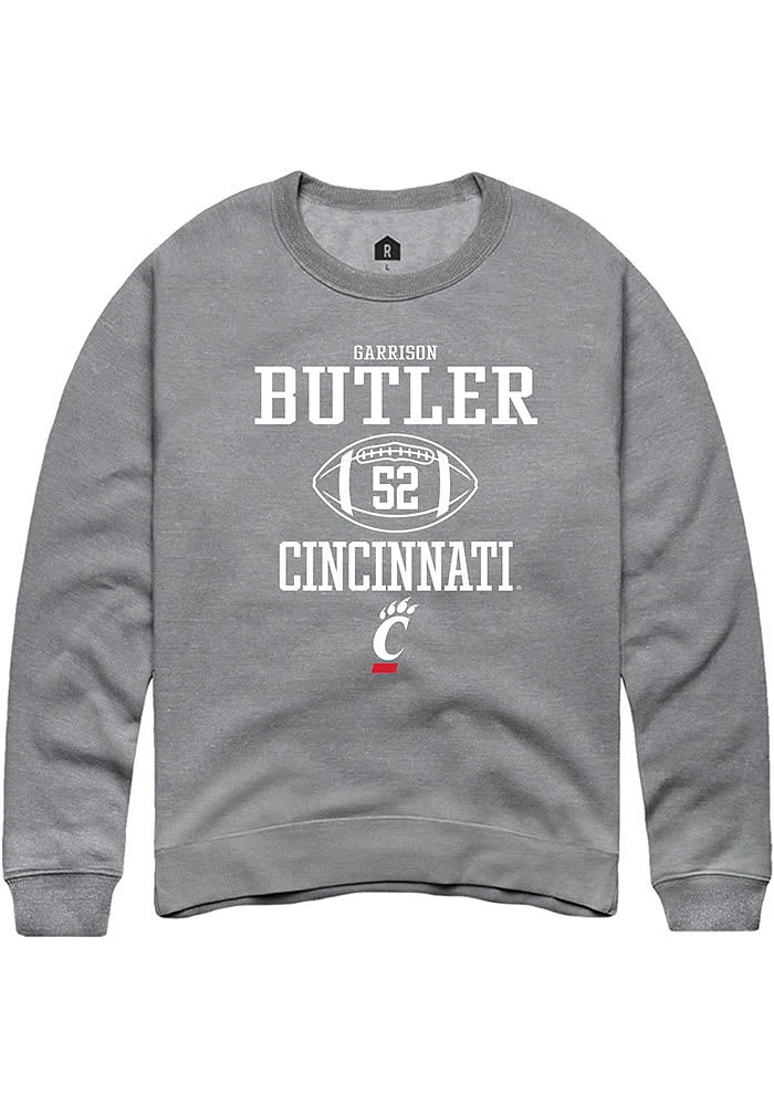 Garrison Butler  Rally Cincinnati Bearcats Mens Graphite NIL Sport Icon Long Sleeve Crew Sweatshir..