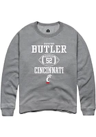 Garrison Butler  Rally Cincinnati Bearcats Mens Graphite NIL Sport Icon Long Sleeve Crew Sweatshir..