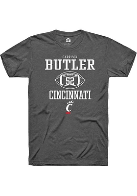 Garrison Butler  Cincinnati Bearcats Dark Grey Rally NIL Sport Icon Short Sleeve T Shirt