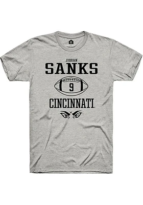 Jiquan Sanks  Cincinnati Bearcats Ash Rally NIL Sport Icon Short Sleeve T Shirt