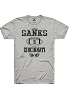 Jiquan Sanks  Cincinnati Bearcats Ash Rally NIL Sport Icon Short Sleeve T Shirt