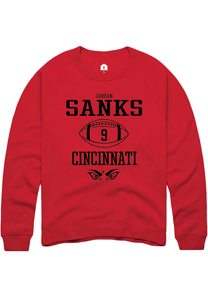 Jiquan Sanks Rally Cincinnati Bearcats Mens NIL Sport Icon Long Sleeve Crew Sweatshirt