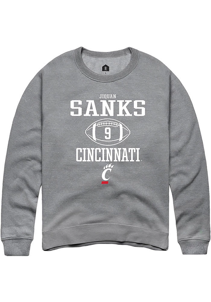 Jiquan Sanks  Rally Cincinnati Bearcats Mens Graphite NIL Sport Icon Long Sleeve Crew Sweatshirt