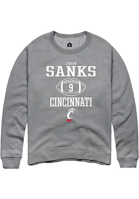 Jiquan Sanks  Rally Cincinnati Bearcats Mens Graphite NIL Sport Icon Long Sleeve Crew Sweatshirt